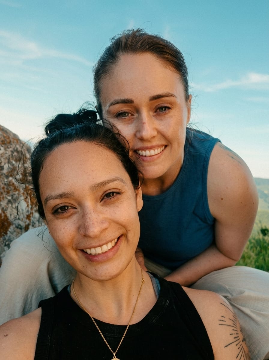 The Ardenti founders on a rocky overlook in warm evening light